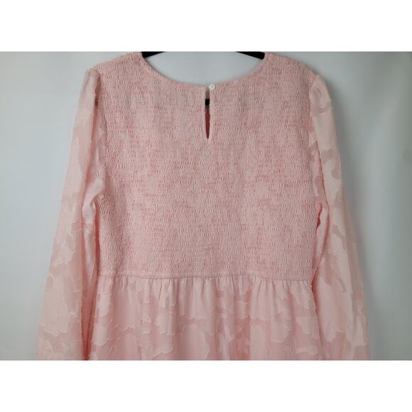 Merokeety Womens Floral Textured Long Sleeve Smocked Midi Dress 2XL - Picture 5 of 9